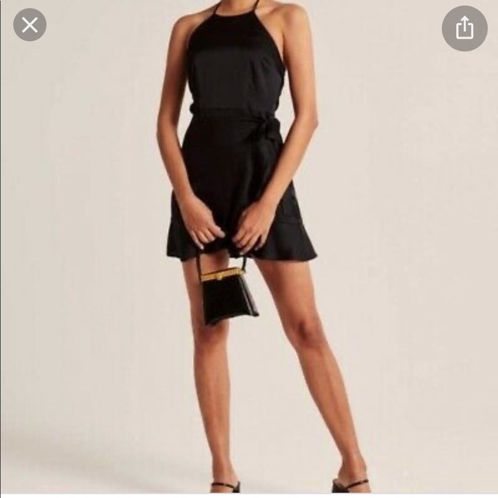 Abercrombie and Fitch Satin Ruffle Hem Halter Dress